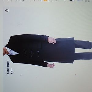 APTRO black overcoat topcoat pea coat double breasted wool trenchcoat Large NEW…